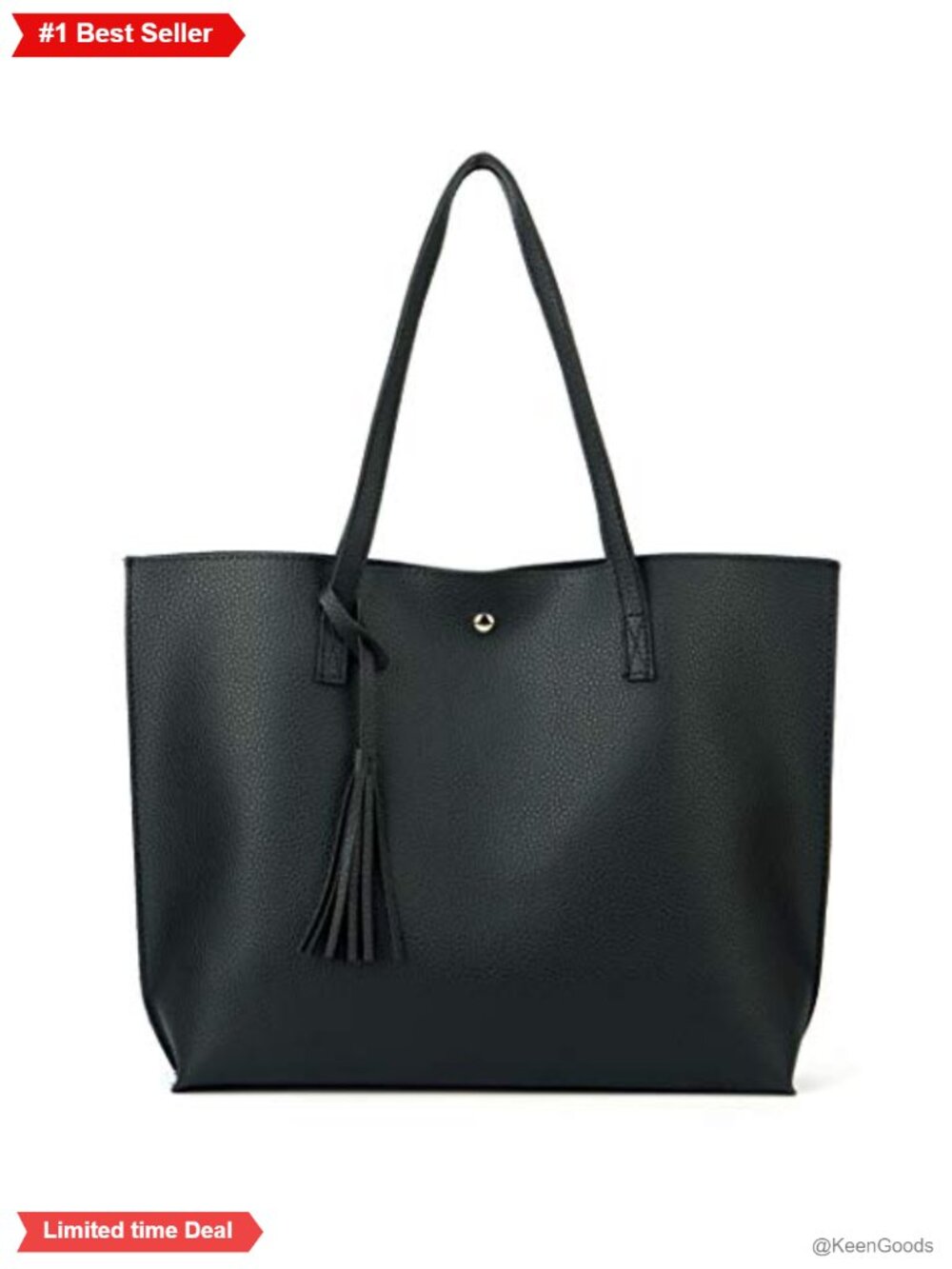 PU Faux Leather Satchel Tote Bag with Tassel Top Handle Shoulder Purse